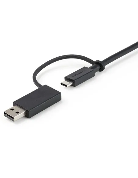 StarTech.com Cable USB-C de 1m con Llave Adaptador (Dongle) a USB-A - Cable Híbrido USB Tipo C a USBC (10Gbps y PD de 100W) o