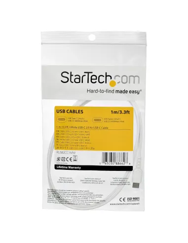 StarTech.com Cable de 1m de Carga USB C - de Carga Rápida y Sincronización USB 2.0 Tipo C a USB C para Portátiles -