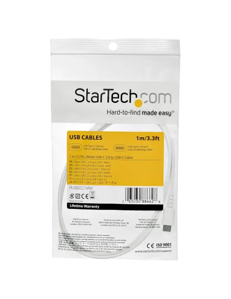 StarTech.com Cable de 1m de Carga USB C - de Carga Rápida y Sincronización USB 2.0 Tipo C a USB C para Portátiles -