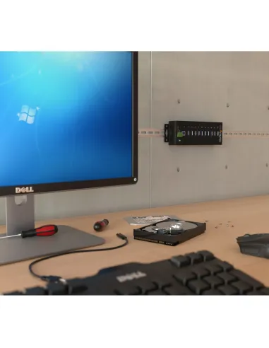 StarTech.com Hub Industrial de 10 Puertos USB 3.0 - 5Gbps - Ladrón Concentrador USB-A con Protección Antiestática ESD y