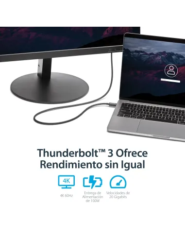 StarTech.com Cable Thunderbolt 3 Pasivo de 1m - 20Gbps - PD 100W - Vídeo 4K - Cable Thunderbolt - Certificado Thunderbolt -