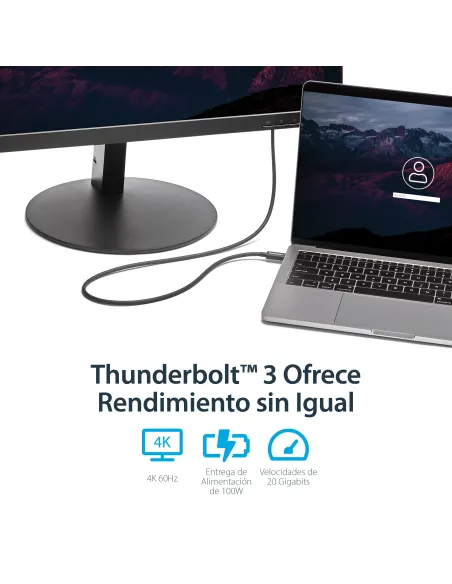 StarTech.com Cable Thunderbolt 3 Pasivo de 1m - 20Gbps - PD 100W - Vídeo 4K - Cable Thunderbolt - Certificado Thunderbolt -