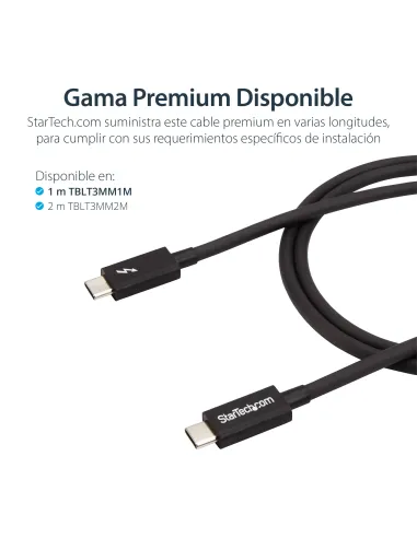 StarTech.com Cable Thunderbolt 3 Pasivo de 1m - 20Gbps - PD 100W - Vídeo 4K - Cable Thunderbolt - Certificado Thunderbolt -