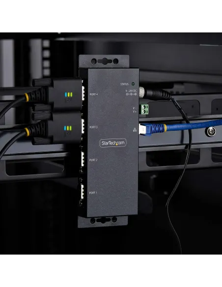 StarTech.com Adaptador Serie a Ethernet - Conversor RJ45 LAN IP a DB9 RS232 - Servidor de Dispositivos Serie de 4 Puertos -