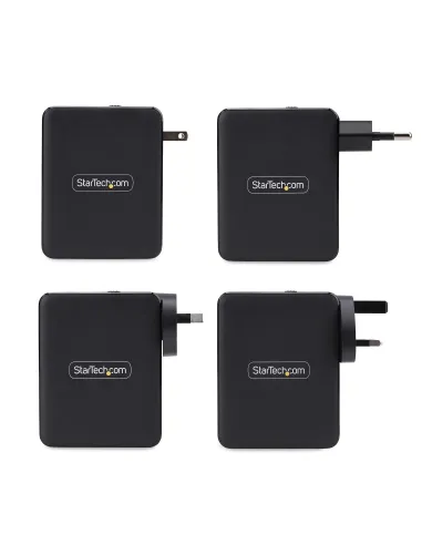 StarTech.com Cargador USB-C USB-A de Pared GaN PD de 140W - 3x USB-C 1x USB-A - Cargador Internacional para Portátil