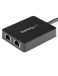 StarTech.com Adaptador Tarjeta de Red NIC Externa USB 3.0 2 Puertos Gigabit Ethernet RJ45 y Puerto USB 2