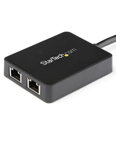 StarTech.com Adaptador Tarjeta de Red NIC Externa USB 3.0 2 Puertos Gigabit Ethernet RJ45 y Puerto USB