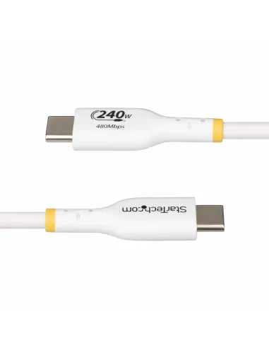 StarTech.com Cable de Carga para Portátil USB-C de 2m - Cable USB Tipo C USB 2.0 para Portátil - Blanco - Cable con