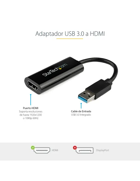StarTech.com Adaptador USB 3.0 a HDMI - 1080p (1920x1200) - Adaptador Conversor Compacto de USB-A a HDMI para Monitor -