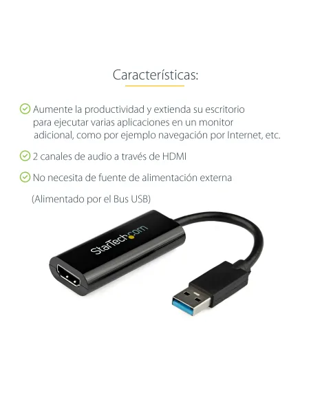 StarTech.com Adaptador USB 3.0 a HDMI - 1080p (1920x1200) - Adaptador Conversor Compacto de USB-A a HDMI para Monitor -