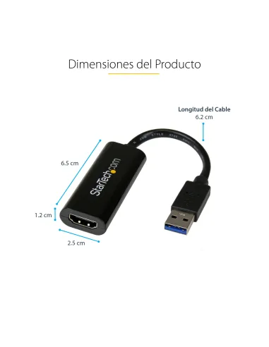 StarTech.com Adaptador USB 3.0 a HDMI - 1080p (1920x1200) - Adaptador Conversor Compacto de USB-A a HDMI para Monitor -