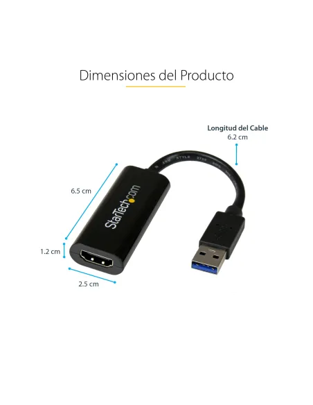 StarTech.com Adaptador USB 3.0 a HDMI - 1080p (1920x1200) - Adaptador Conversor Compacto de USB-A a HDMI para Monitor -