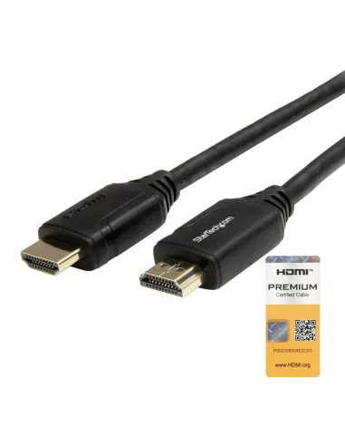 StarTech.com Cable HDMI 2.0 Certificado Premium de Alta Velocidad con Ethernet de 2m - Delgado - UHD 4K 60Hz - con Fibra de