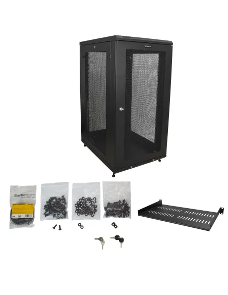StarTech.com Armario Rack para Servidores 24U 19" 4 Columnas - Rack de Servidores con Cerradura y Seguro - Rack con Ruedas y