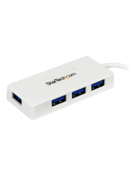 StarTech.com Adaptador Concentrador Hub Ladrón USB 3.0 (5Gbps) Super Speed para Laptop de 4 Puertos Salidas - Blanco