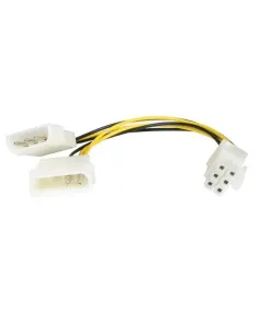 StarTech.com Cable de 15cm Adaptador de Alimentación de LP4 a PCI Express de 6 Pines para Tarjeta Gráfica