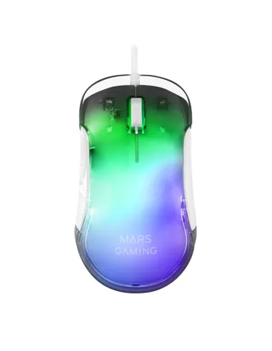 Mars Gaming MMGLOWW Ratón Gaming RGB Chroma-Glow Acabado Espejo 12800 DPI Blanco