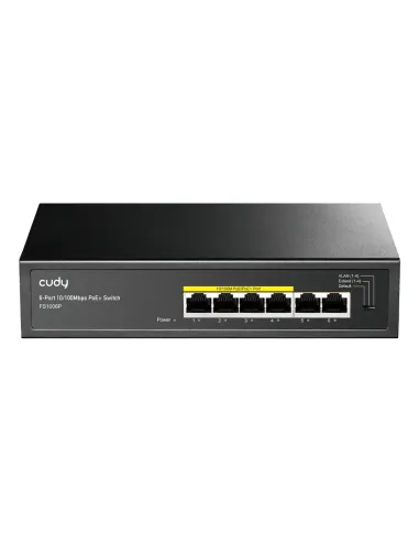 Cudy FS1006P switch No administrado Fast Ethernet (10 100) Energía sobre Ethernet (PoE) Negro
