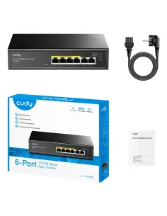 Cudy FS1006P switch No administrado Fast Ethernet (10 100) Energía sobre Ethernet (PoE) Negro 2
