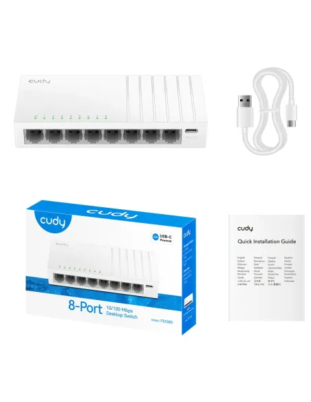 Cudy FS108D switch No administrado Fast Ethernet (10 100) Blanco