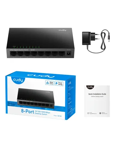 Cudy GS108 switch No administrado Gigabit Ethernet (10 100 1000) Negro