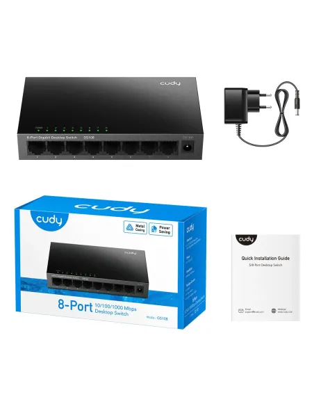 Cudy GS108 switch No administrado Gigabit Ethernet (10 100 1000) Negro