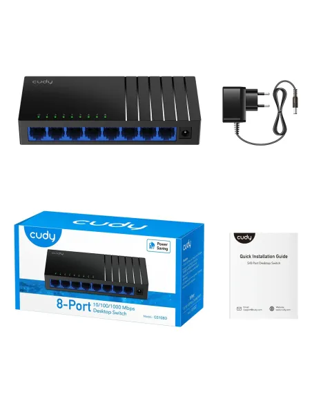 Cudy GS108D switch No administrado Gigabit Ethernet (10 100 1000) Negro