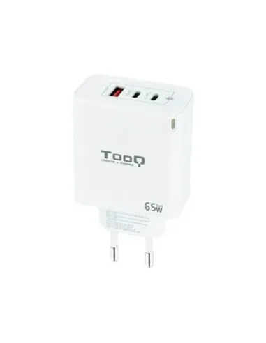 TooQ Cargador de Pared GaN 2USB-C/PD + USB-A/QC 65W, Blanco