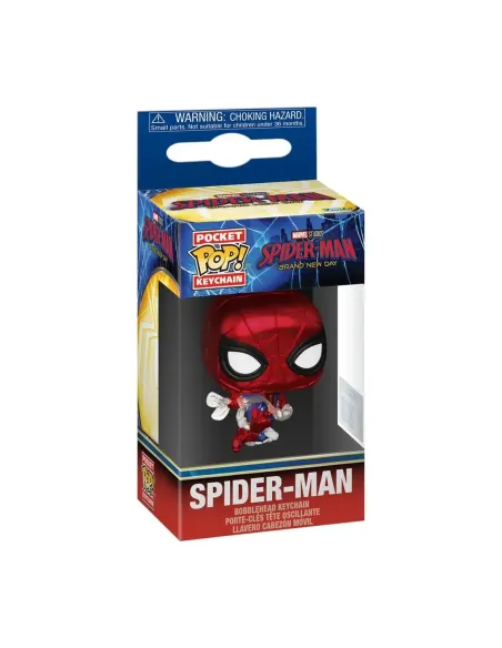 Funko pop keychain llavero: spider - man bnd -  spider - man (metallic)