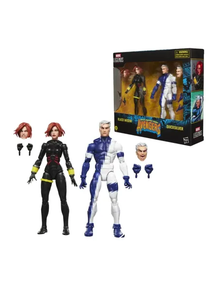 Pack 2 figuras hasbro marvel legends series earths mightiest heroes avengers black widow & quicksilver