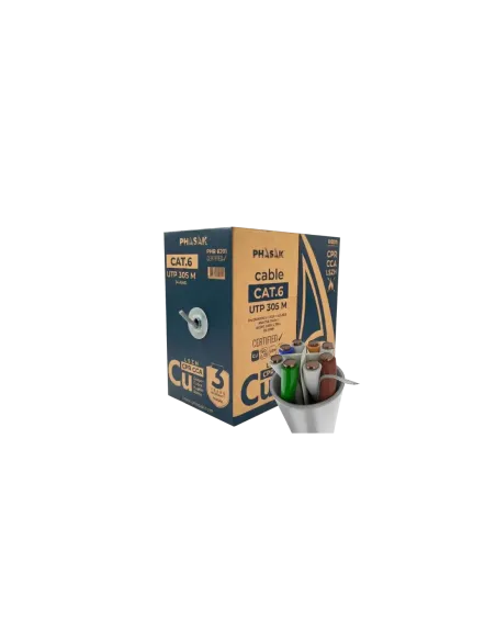 Bobina cable red phasak utp cat.6 lszh certificacion cpr (ignifugo) cca 305m gris phr 6201