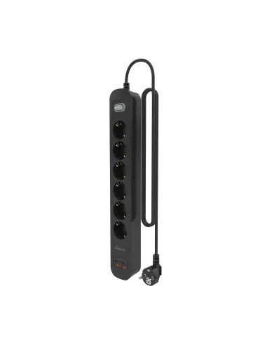 AISENS Regleta de Enchufes Multifuncion con 6 Tomas + Cargador PD3.0 20W 2xUSB-C, 2xUSB-A, 1.4m, Negro