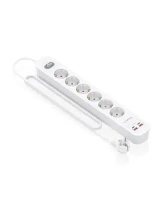 AISENS Regleta de Enchufes Multifuncion con 6 Tomas + Cargador PD3.0 20W 2xUSB-C, 2xUSB-A, 1.4m, Blanco 2