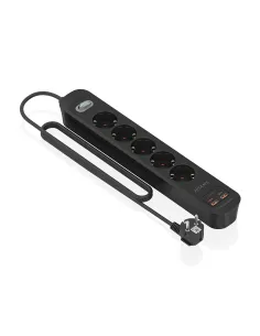 AISENS Regleta de Enchufes Multifuncion con 5 Tomas + Cargador PD3.0 20W 2xUSB-C, 2xUSB-A, 1.4m, Negro 2