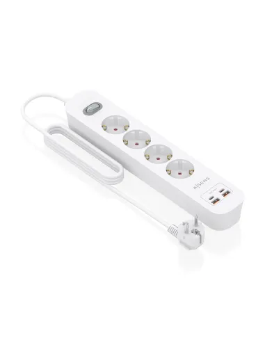 AISENS Regleta de Enchufes Multifuncion con 4 Tomas + Cargador PD3.0 20W 2xUSB-C, 2xUSB-A, 1.4m, Blanco