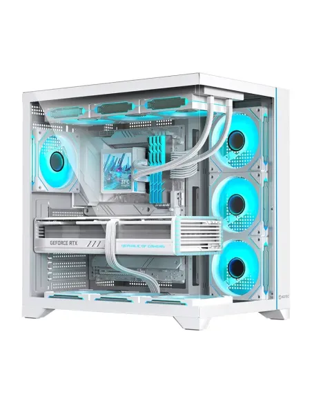 Hiditec H3 PRO Midi Tower Transparente, Blanco