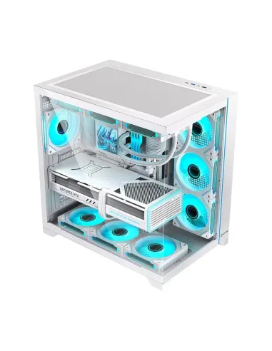 Hiditec H3 PRO Midi Tower Transparente, Blanco