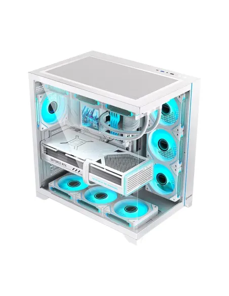 Hiditec H3 PRO Midi Tower Transparente, Blanco