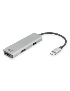 ACT Adaptador multipuerto USB-C 4K para 2 monitores HDMI, puerto de datos USB-A