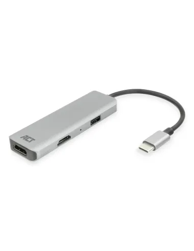 ACT Adaptador multipuerto USB-C 4K para 2 monitores HDMI, puerto de datos USB-A