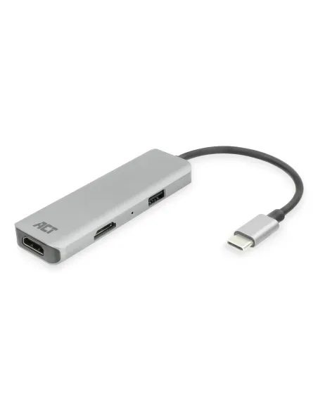 ACT Adaptador multipuerto USB-C 4K para 2 monitores HDMI, puerto de datos USB-A