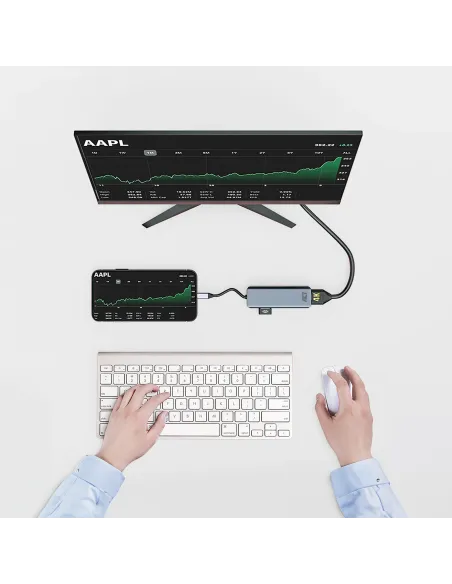 ACT Adaptador multipuerto USB-C 4K para 2 monitores HDMI, puerto de datos USB-A