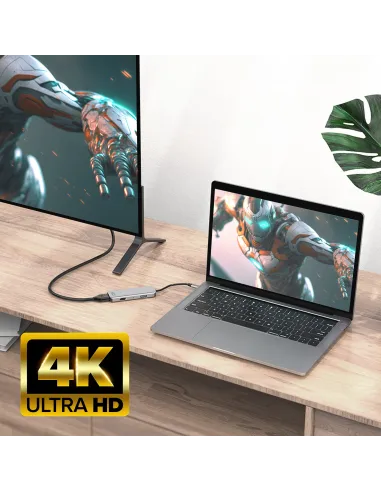ACT Adaptador multipuerto USB-C 4K para 2 monitores HDMI, puerto de datos USB-A