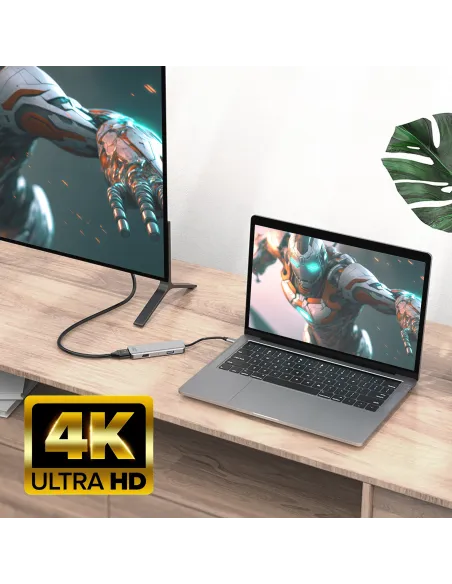 ACT Adaptador multipuerto USB-C 4K para 2 monitores HDMI, puerto de datos USB-A