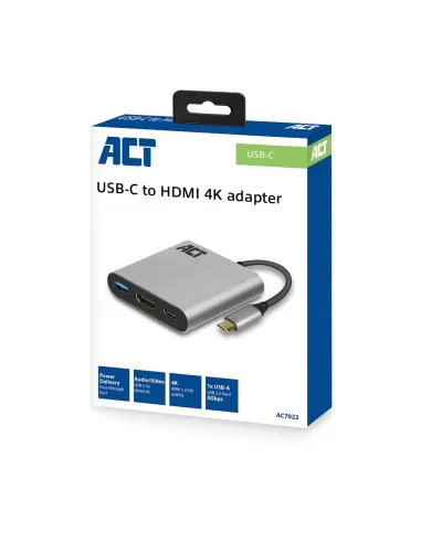 ACT AC7022 Adaptador gráfico USB 4096 x 2160 Pixeles Gris