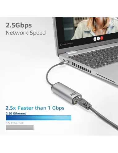 ACT AC7081 hub de interfaz USB 3.2 Gen 1 (3.1 Gen 1) Type-C 2500 Mbit s Aluminio