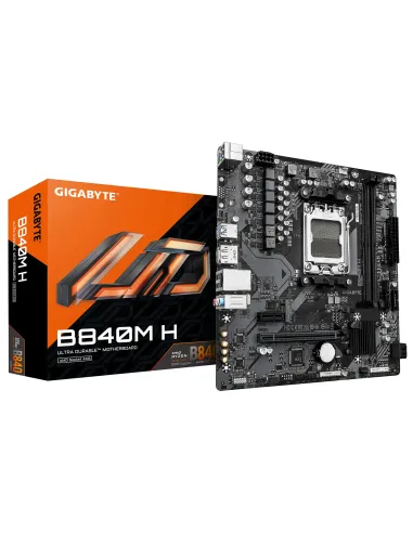 GIGABYTE B840M H Placa Base - Procesadores AMD Ryzen 9000, VRM de 5+2+2 fases, hasta 7200MHz DDR5 (O.C), 1xPCIe 4.0 M.2, LAN