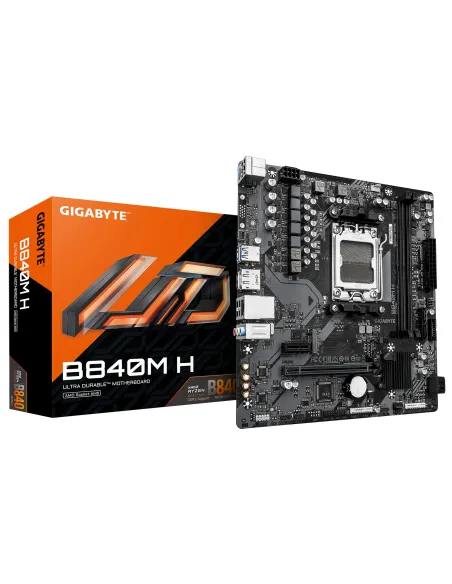 GIGABYTE B840M H Placa Base - Procesadores AMD Ryzen 9000, VRM de 5+2+2 fases, hasta 7200MHz DDR5 (O.C), 1xPCIe 4.0 M.2, LAN