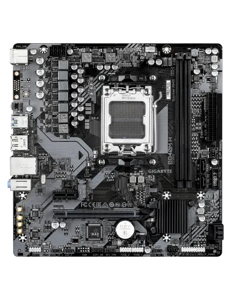 GIGABYTE B840M H Placa Base - Procesadores AMD Ryzen 9000, VRM de 5+2+2 fases, hasta 7200MHz DDR5 (O.C), 1xPCIe 4.0 M.2, LAN