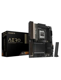 GIGABYTE X870E AERO X3D DARK WOOD Placa Base – Compatible con CPUs AMD Ryzen 9000, VRM digital de 16+2+2 fases, hasta 9000 Hz